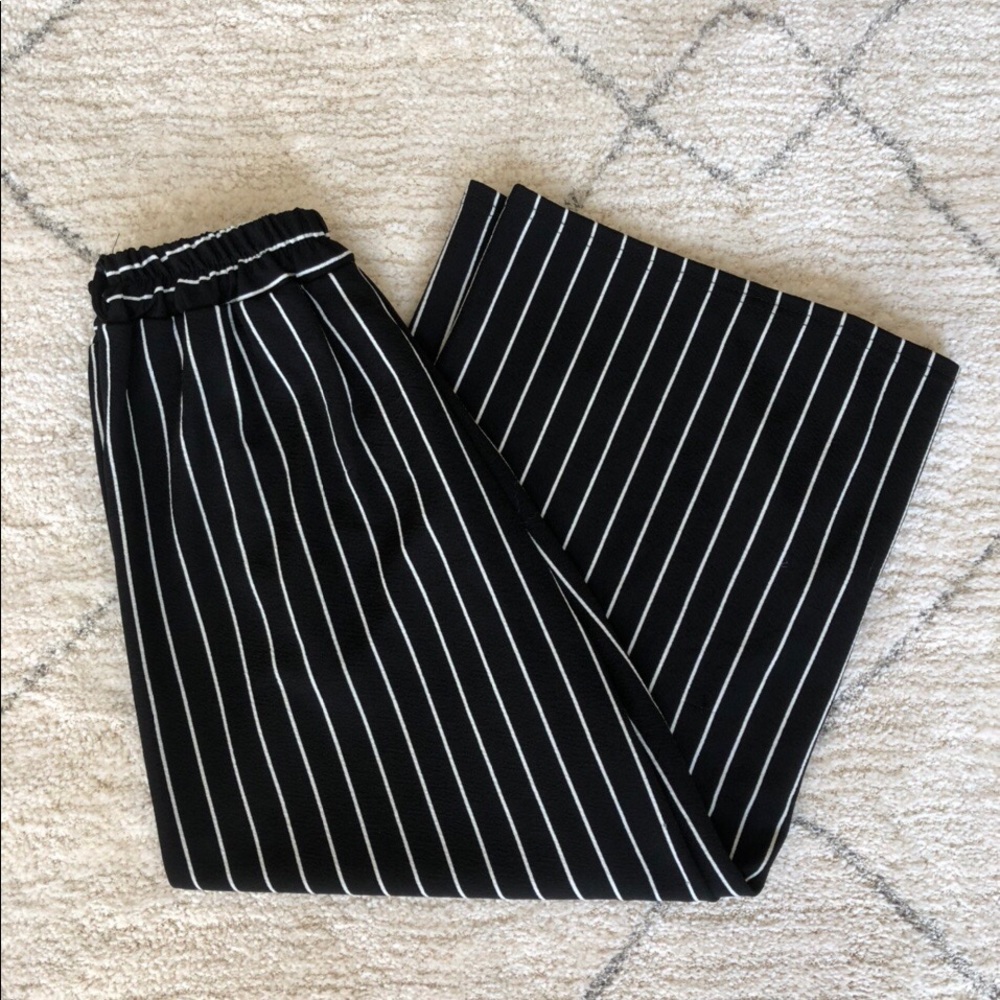 Pinstripe pants- black and white